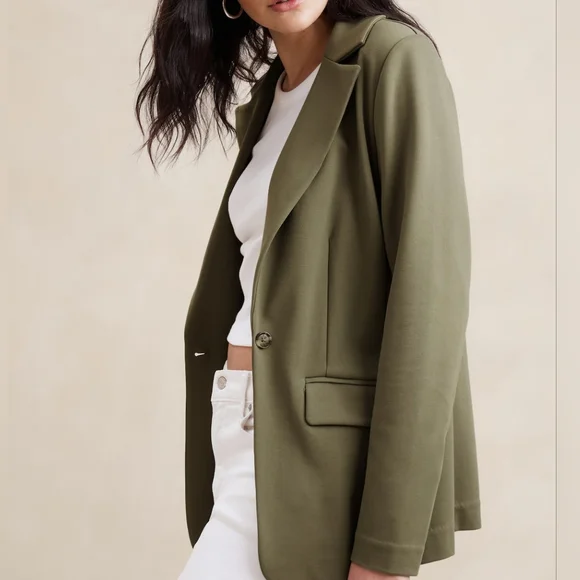 NWT BANANA REPUBLIC | $100 Long Ponte Knit Blazer - Picture 4 of 5